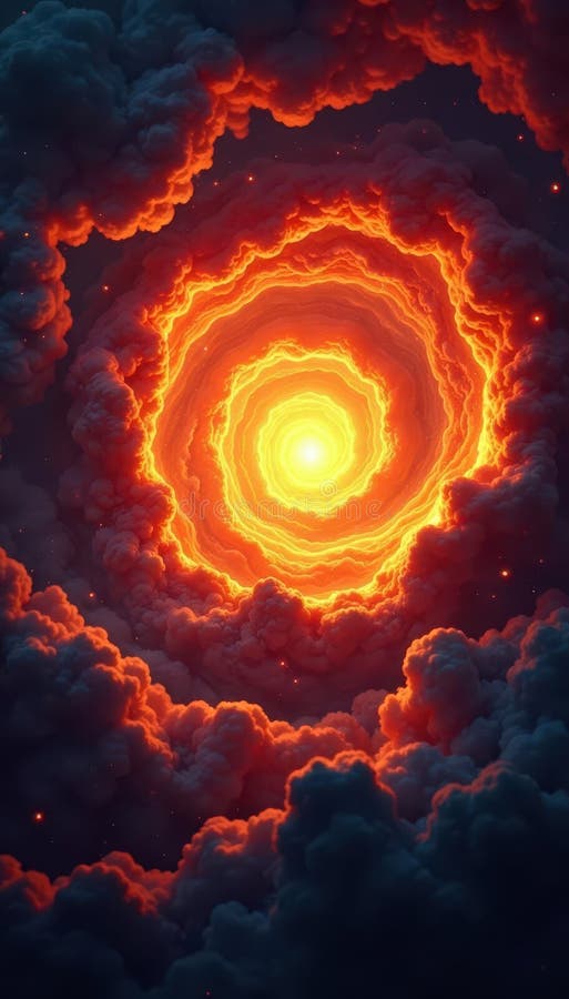 Intense fiery vortex, rich colors, Baroque style, swirl, texture, luxurious stock illustration
