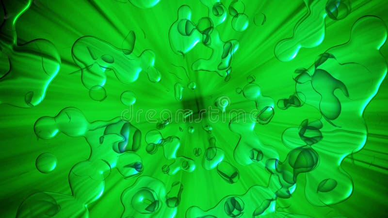 Intense green psychedelic background, fractal pattern, animated bubbles stock illustration