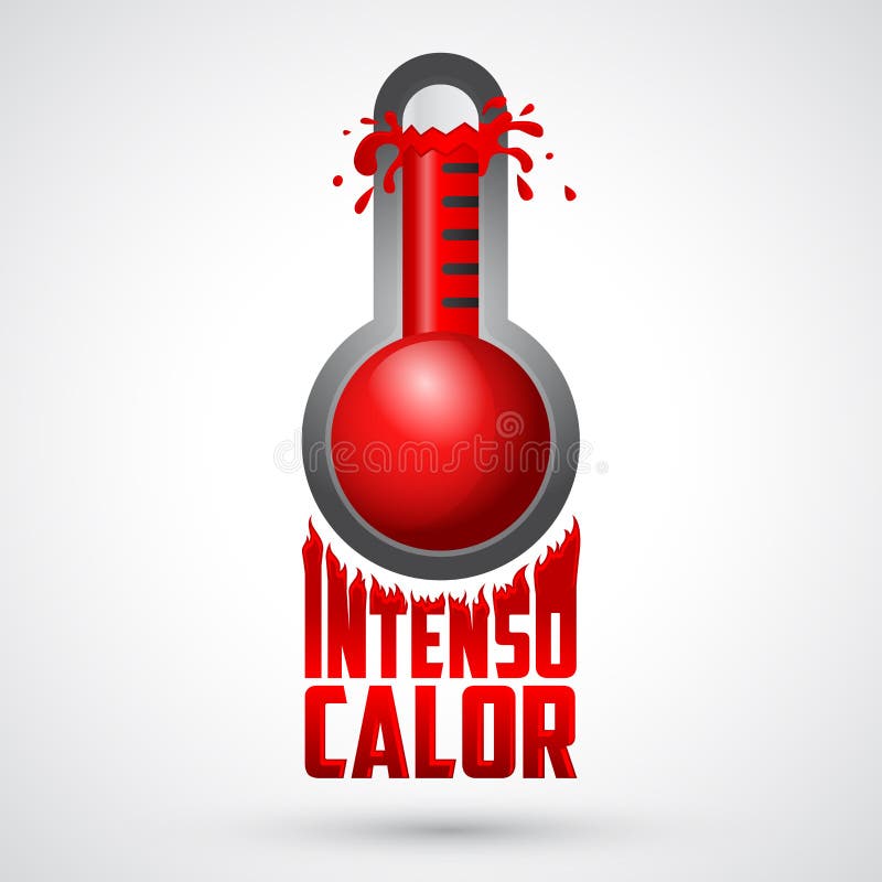 Intenso calor - intense heat spanish text, vector weather warning sign