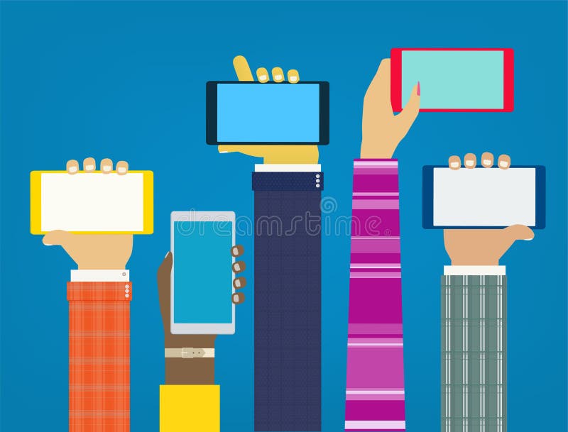 Handen die mobiele apps gebruiken vector illustratie