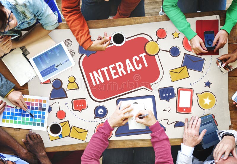 Interact Communicate Connect Social Media Social Networking Concept. Interact Communicate Connect Social Media Social Networking Concept