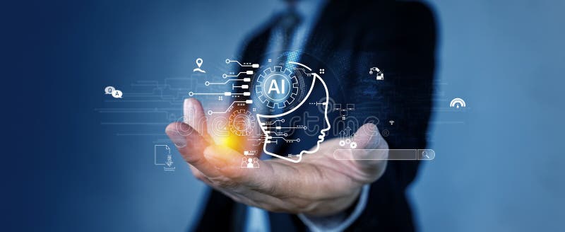 Interaction humaine avec ai intelligence artificielle assistant virtuel chatbot dans le concept photo libre de droits