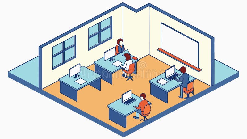 Interactive Classroom Environment with Students and Teacher, vector design Generative AI vector illustration