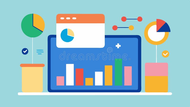 Interactive Data Visualization Colorful charts and infographics emerging from a sample depicting health indicators that vector illustration
