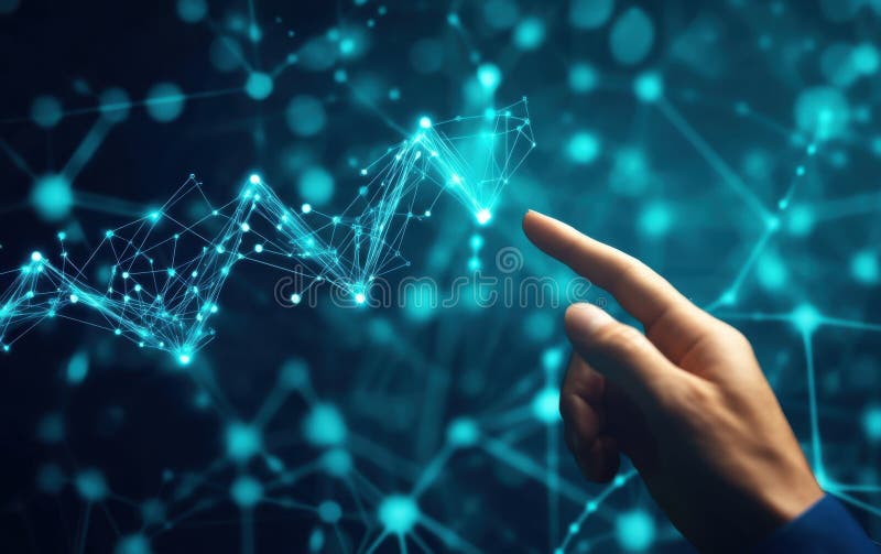Interactive Digital Network Visualization stock illustration