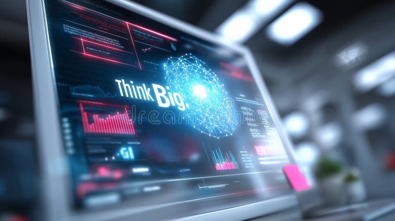 Interactive smart wall showcases dynamic data visualizations highlighting analytics and performance metrics. Modern royalty free stock photography