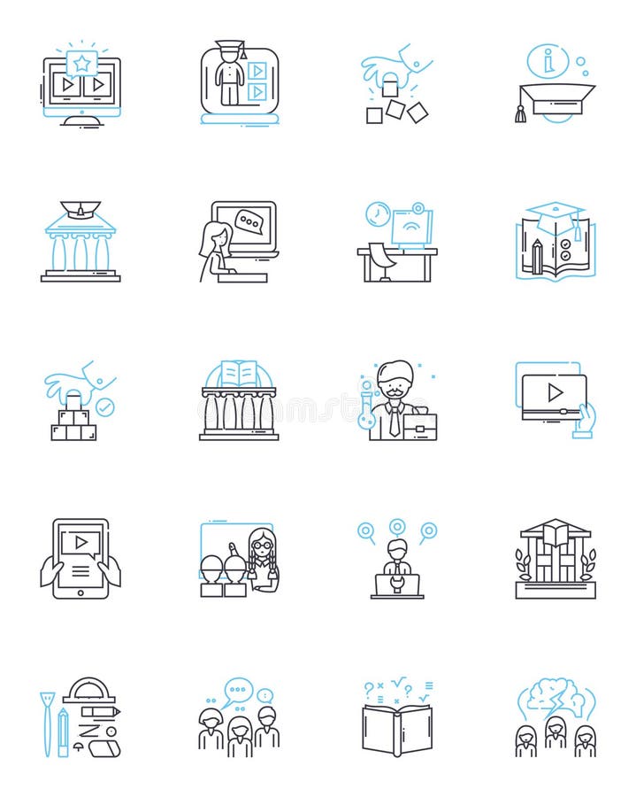 Interactive teaching linear icons set. Engaging, Innovative, Responsive, Collaborative, Dynamic, Experiential, Adaptive vector symbols and line concept signs. Game-based,Playful,Multimodal illustration
