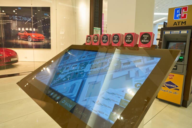 Interactive touchscreen at Mall of Berlin royalty free stock images
