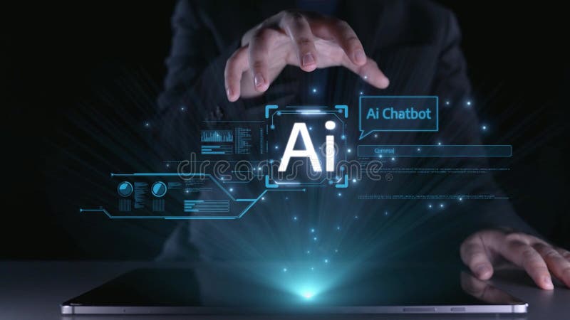 Interacțiunea umană cu UUID-ul asistentului virtual pentru inteligență artificială AI stock video