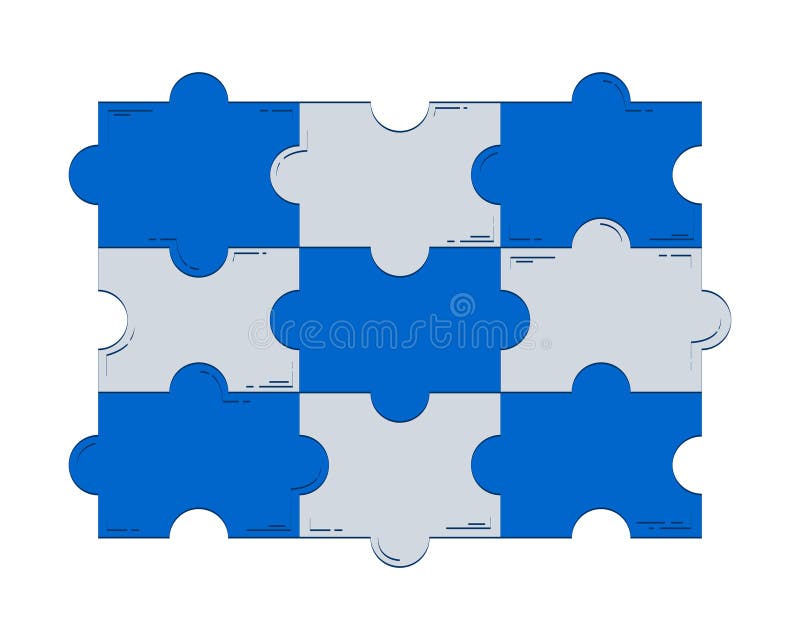 Interblocare piese puzzle 2d obiect dooiar stock illustration