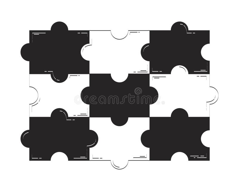 Interblocare piese puzzle-uri doodle obiect liniar vector illustration