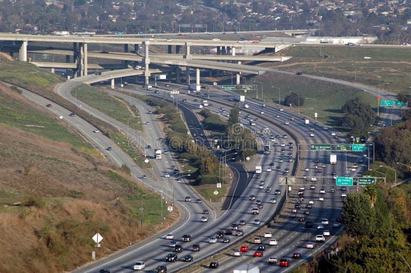 Four level interchange 20 miles east of Los Angeles on 10 Freeway. Four level interchange 20 miles east of Los Angeles on 10 Freeway