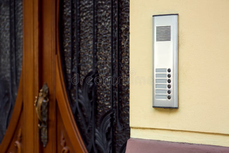 An with a Microphone and Call Buttons. Stock Photo Image of