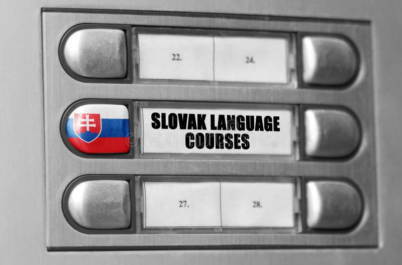 On the intercom there is a button with the flag of Slovakia and the inscription - Slovak language courses