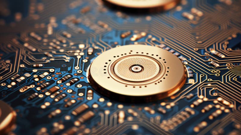 Interconnected circular technology pattern stock illustration