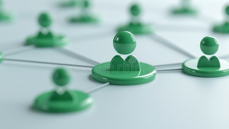 Interconnected individuals, exploring the dynamics of human connection within a thriving green network stock illustration