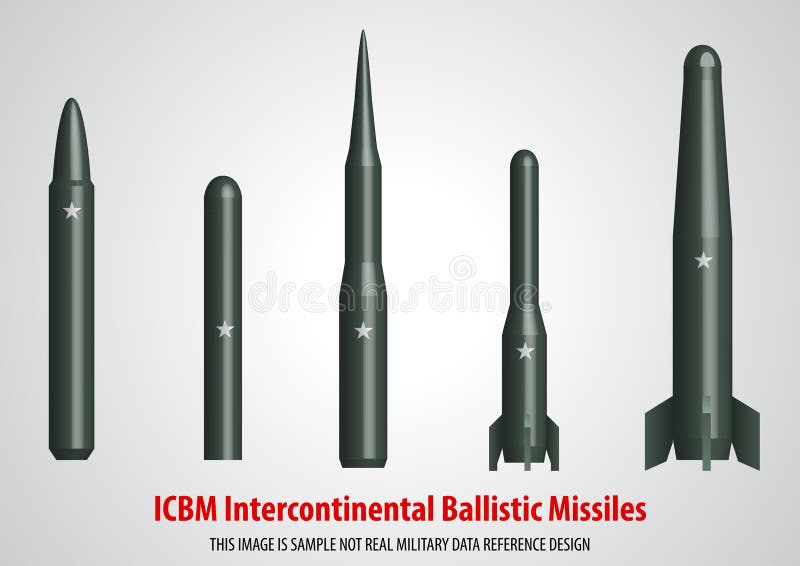 Intercontinental ballistic missile ICBM 3D illustration sample design.