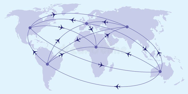 Intercontinental passenger flights - vector illustration