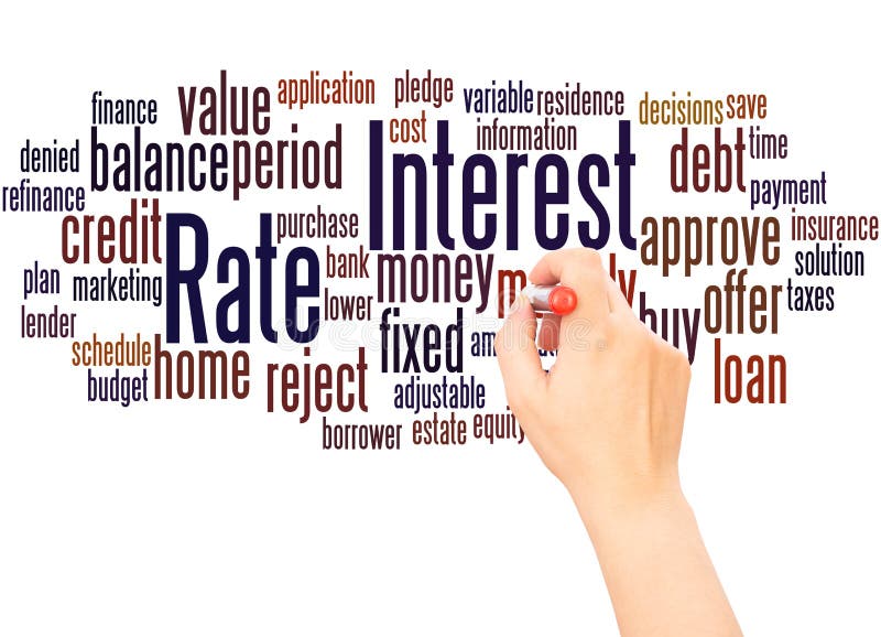 Interest Rate word cloud hand writing concept vector illustration Interest Rate word cloud hand writing concept vector illustration