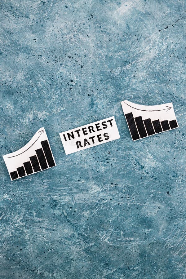 Interest Rates Text in between Graphs with Stats Going Up Then Going