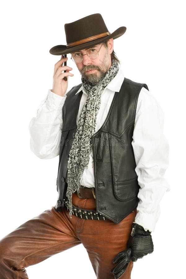 Interesting man talking on a mobile phone royalty free stock images