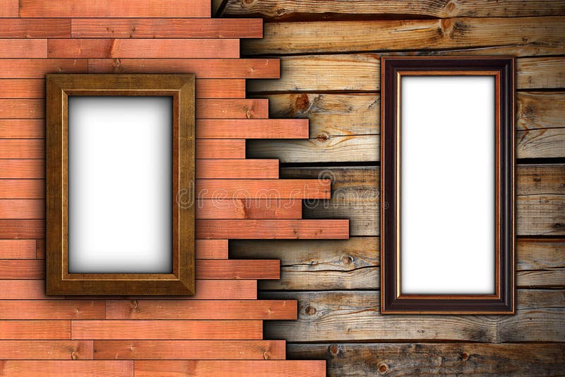 Interesting Wood Wall with Frames Stock Image Image of interior