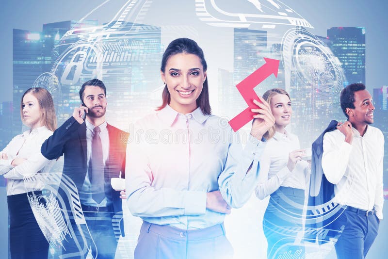 Interfaccia infografica team di successo fotografia stock
