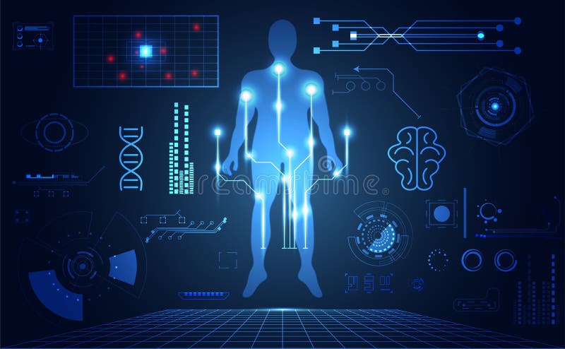 Interfaccia medica umana futuristica del hud di ui astratto di tecnologia uff royalty illustrazione gratis Interfaccia medica umana futuristica del hud di ui astratto di tecnologia uff royalty illustrazione gratis