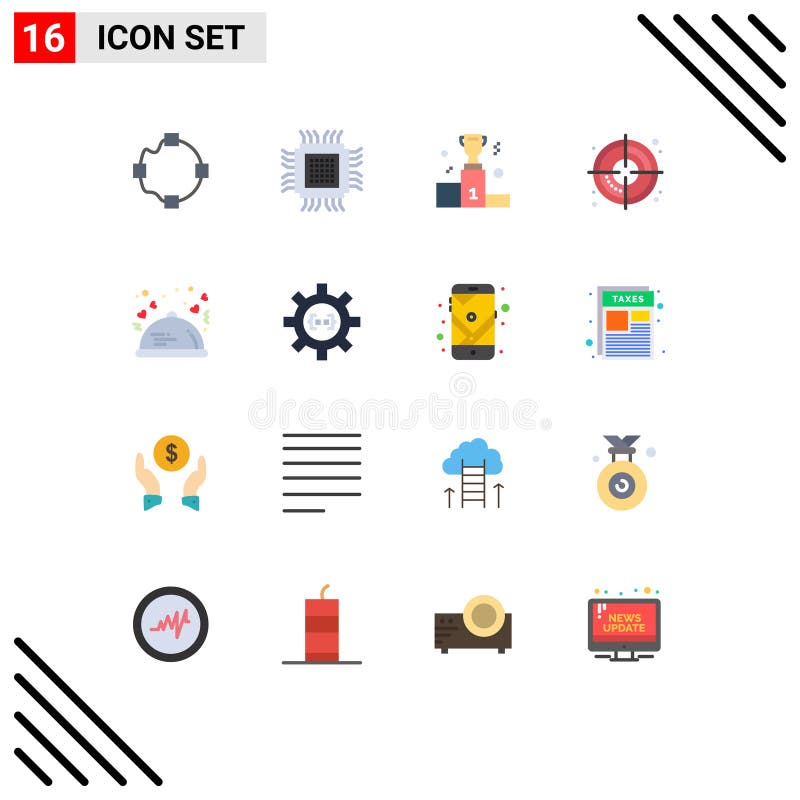 Interfaccia mobile a colori set di 16 pittogrammi di processo alimentare premiato per attività creative royalty illustrazione gratis