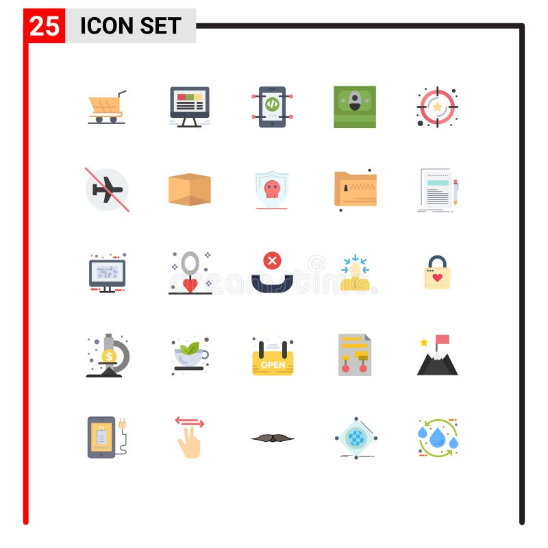 Interfaccia mobile a colori set di 25 pittogrammi di servizio money web finance royalty illustrazione gratis