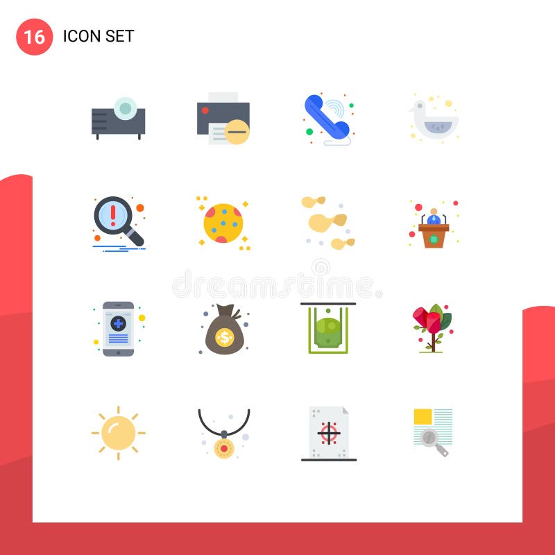 Interfaccia mobile, schermo piatto a colori con 16 pittogrammi di giocattolo per bambini di anatra royalty illustrazione gratis
