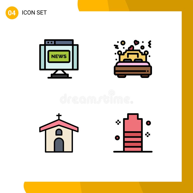 Interfaccia mobile set di colori piatto con 4 pittogrammi di comunicazione di notiziari cristiani sposati royalty illustrazione gratis