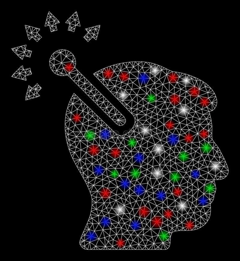 Interfaccia ottica neurale della carcassa di maglia luminosa con punti di infiammabilità illustrazione vettoriale
