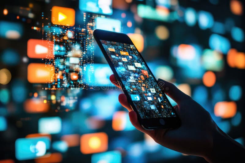 Interfaccia Smartphone generata AIG illustrazione di stock