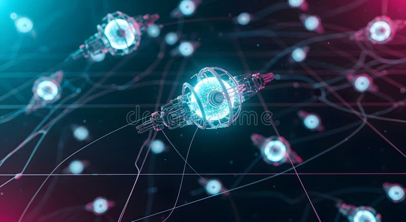 Interfaccia tecnologica e ciberspazio digitale dati Quantistica Core futuristica royalty illustrazione gratis