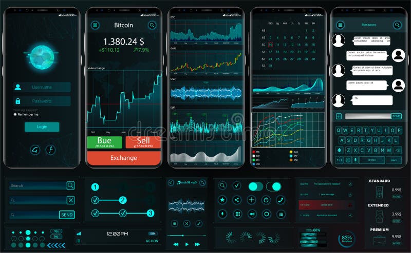 Interface app template for trading platform. ui ux stock illustration Interface app template for trading platform. ui ux stock illustration