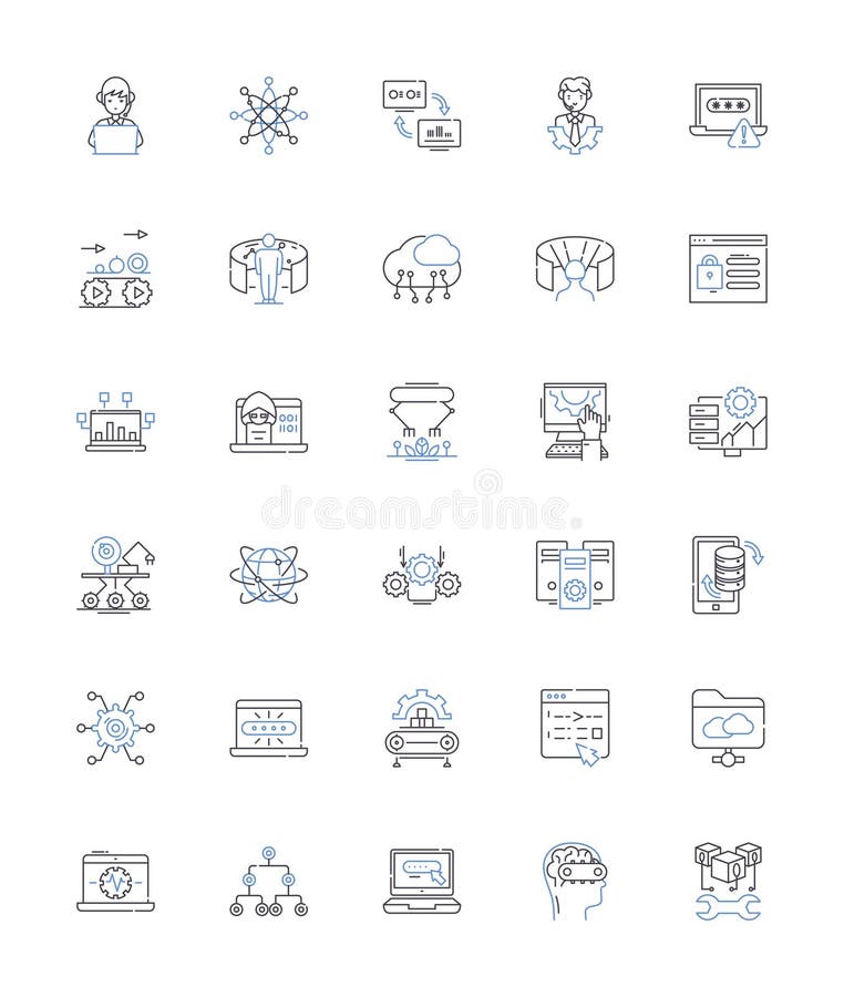 Interface buttons line icons collection. Tap, Press, Click, Select, Menu, Icon, Arrow vector and linear illustration stock illustration
