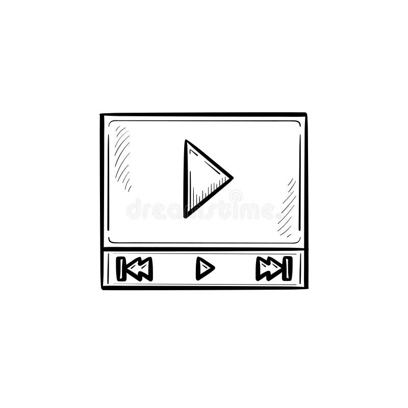Interface de magnétoscope avec l'icône tirée par la main de griffonnage d'ensemble de bouton de jeu illustration stock Interface de magnétoscope avec l'icône tirée par la main de griffonnage d'ensemble de bouton de jeu illustration stock