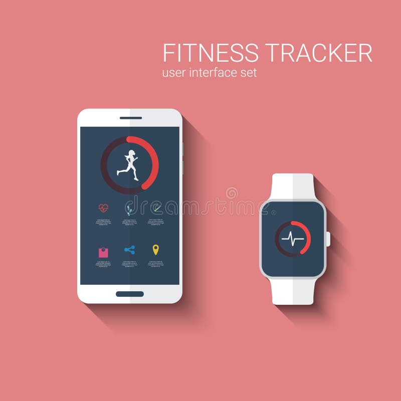 Relógio de pulso com app de fitness, design de interface do usuário