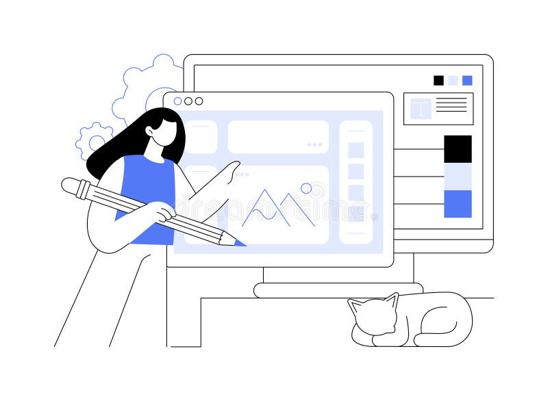 Interface design abstract concept vector illustration. User interface engineering, visual element, create website and application, responsive design, usability test, hierarchy abstract metaphor.
