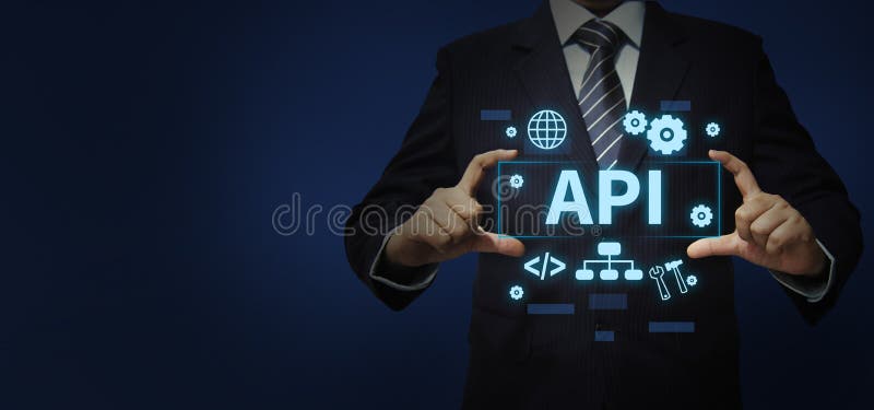 Interfaz de programación de aplicaciones api concepto digital con persona de negocios fotografía de archivo