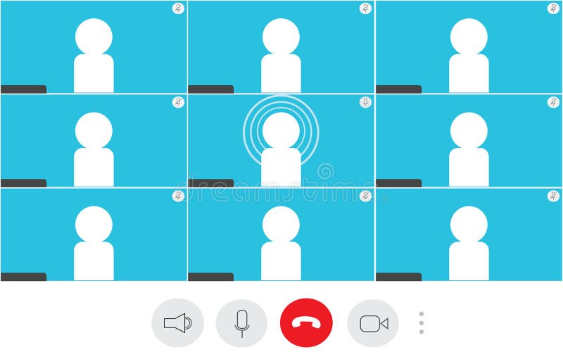 Interfaz de usuario de videollamadas con botones de control stock de ilustración
