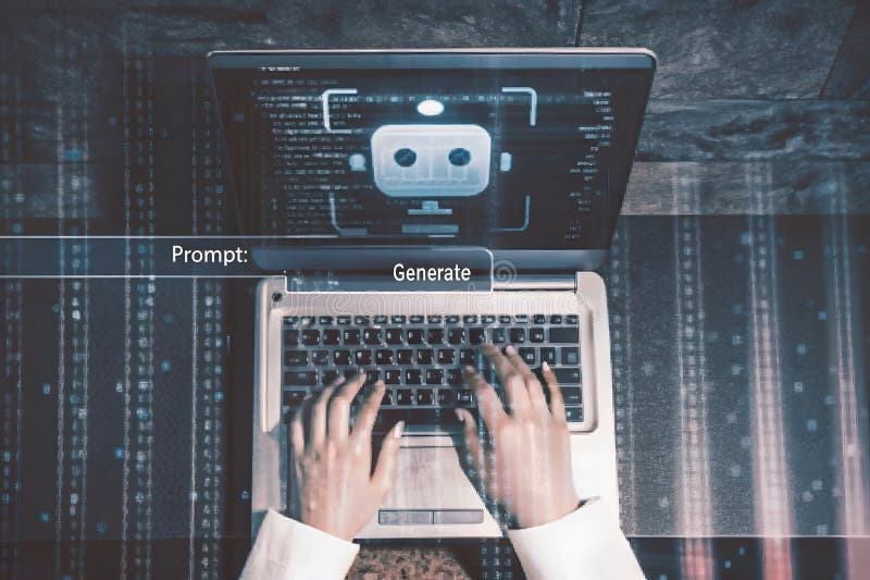 Interfaz digital de audio y aprendizaje automático de AI futurista stock de ilustración