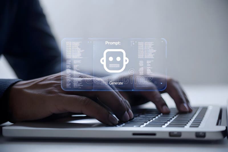 Interfaz digital de audio y aprendizaje automático de AI futurista stock de ilustración