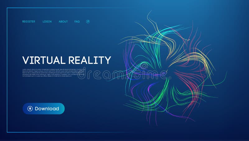 Interfață web futuristă a realității virtuale cu undele digitale abstracte strălucitoare, nepe linii de culoare și o interfață IU royalty free illustration
