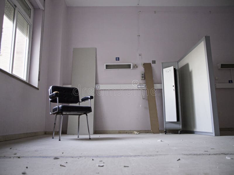 Interior abandoned hospital stock image