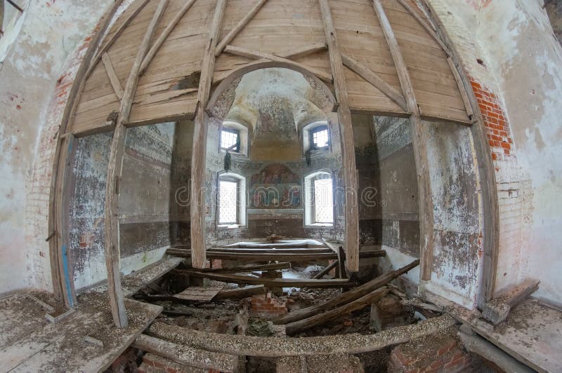 The Interior of Abandoned Temple, Interior of Abandoned Building Stock