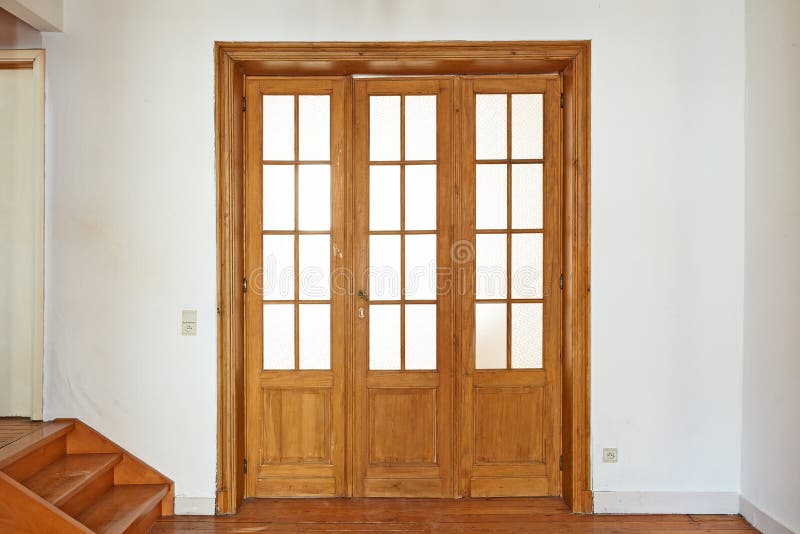 Interior Aged Wooden Door with Glasses Frames Stock Photo Image of