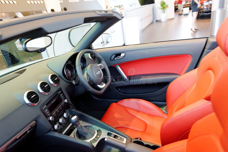 Interior of Audi TT Roadster at Audi Centre Singapore Editorial Stock