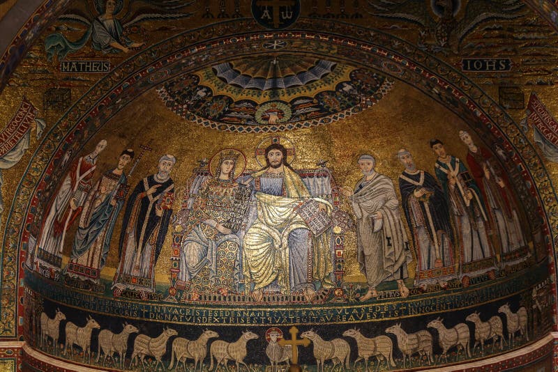 Interior of Basilica di Santa Maria in Trastevere in Rome